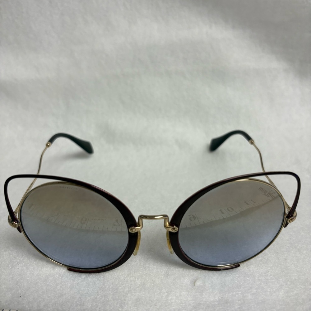 MIU MIU Sunglasses SMU51T Maroon Red w/ Gold Round w/ Cat Ears